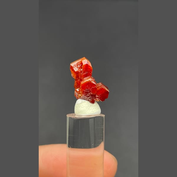 Stacked red orange vanadinite from Morocco — complete view
