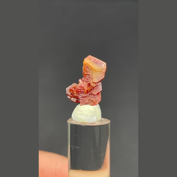 Stacked red orange vanadinite from Morocco — alternate view