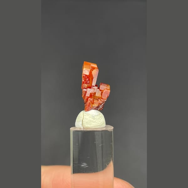 Stacked red orange vanadinite from Morocco — alternate view