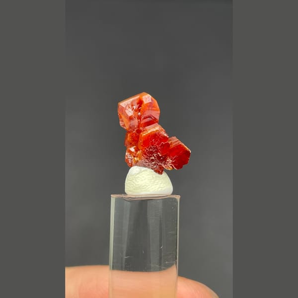 Stacked red orange vanadinite from Morocco — detail view