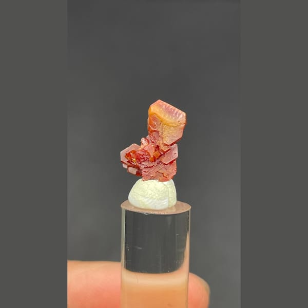 Stacked red orange vanadinite from Morocco — detail view