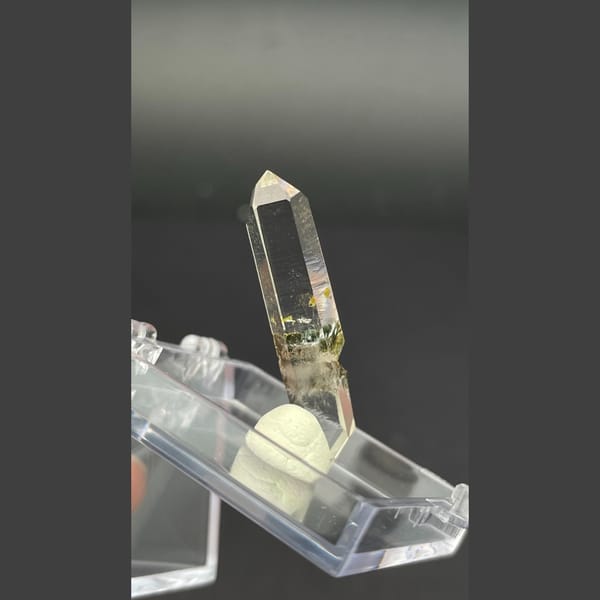 Double terminated quartz with internal scene from Jinlong — detail view