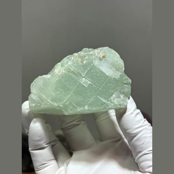 Pale mint-green fluorite from Xuebaoding, Sichuan — alternate view