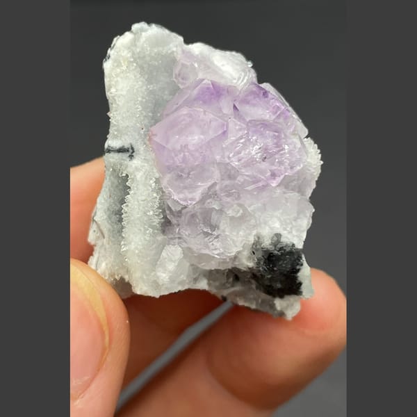 Purple fluorite cluster from Fujian — complete view