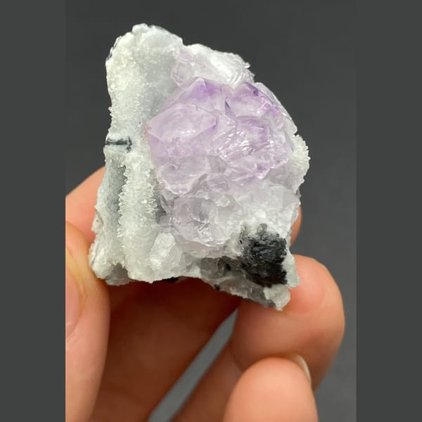 Purple fluorite cluster from Fujian — detail view