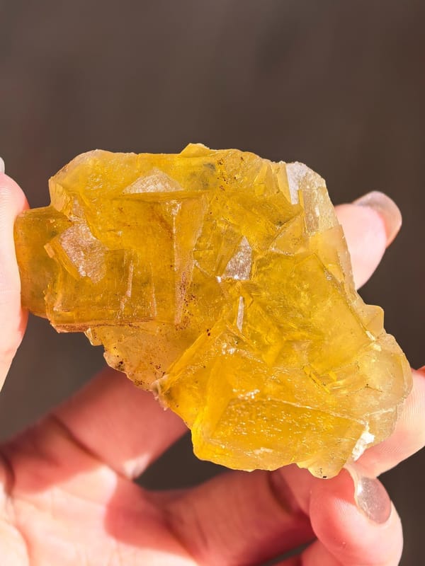 Golden Yellow Fluorite Cluster — Spain — individual mineral specimen view 1