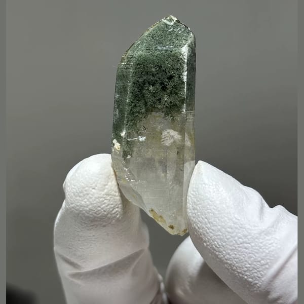Green Chlorite Quartz Point — Tibet, China, natural mineral specimen, photo 2 of 2