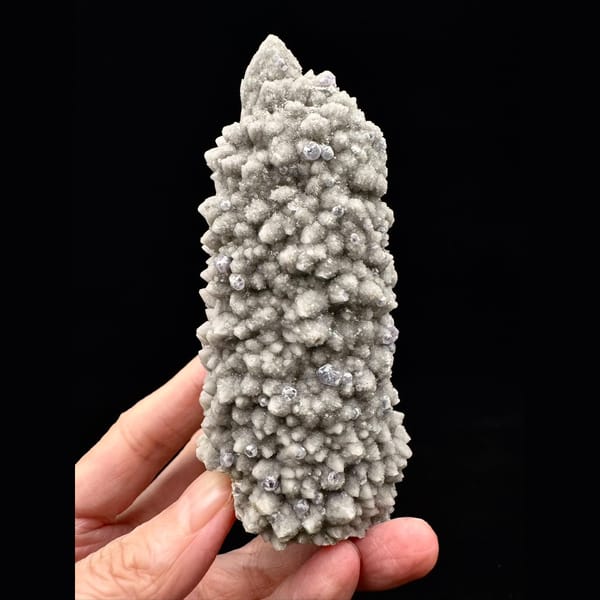 Candle quartz with purple fluorite from Inner Mongolia — alternate view