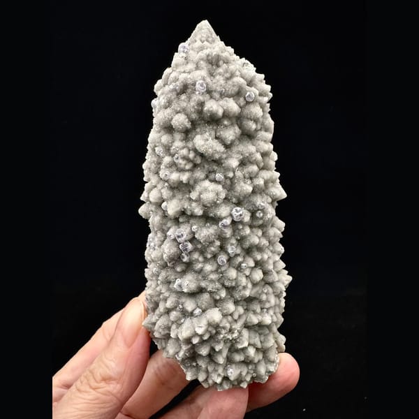Candle quartz with purple fluorite from Inner Mongolia — alternate view