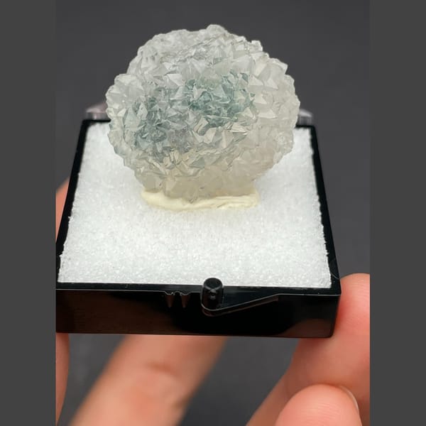 Quartz flower over malachite from the Congo — alternate view