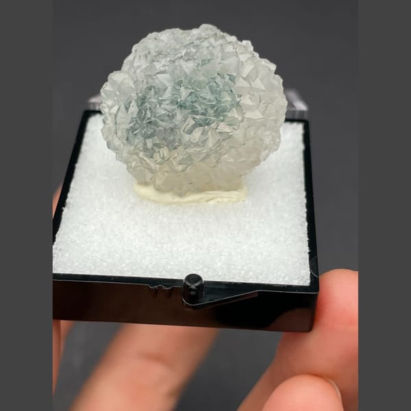 Quartz flower over malachite from the Congo — alternate view