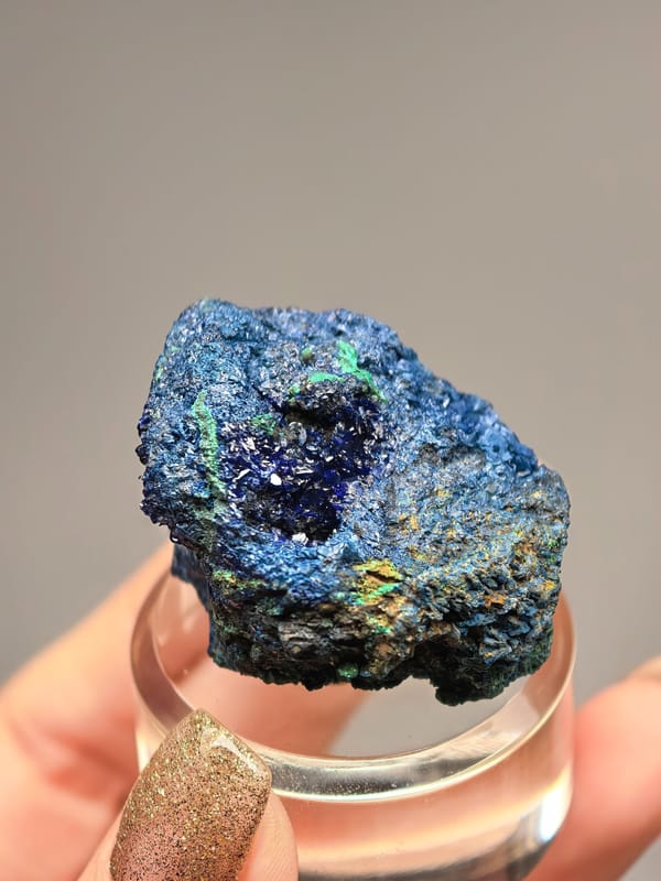 Azurite Crystal Vugs with Malachite — Anhui — individual mineral specimen view 2
