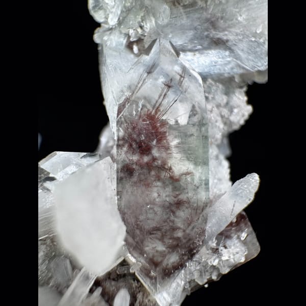 Apophyllite with Red Inclusions India 6.0 cm — complete view
