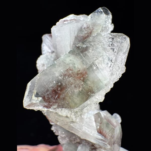 Apophyllite with Red Inclusions India 6.0 cm — alternate view