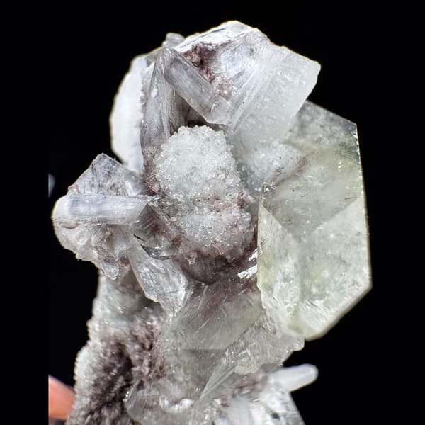 Apophyllite with Red Inclusions India 6.0 cm — alternate view