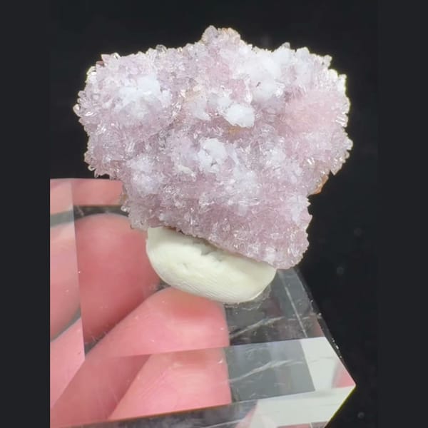 Pink-White Creedite Cluster 3.0 cm — alternate view