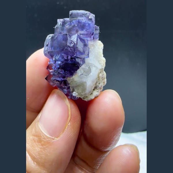 Blueberry Purple Fluorite with Quartz Yaogangxian 2.6 cm — complete view