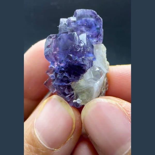 Blueberry Purple Fluorite with Quartz Yaogangxian 2.6 cm — alternate view