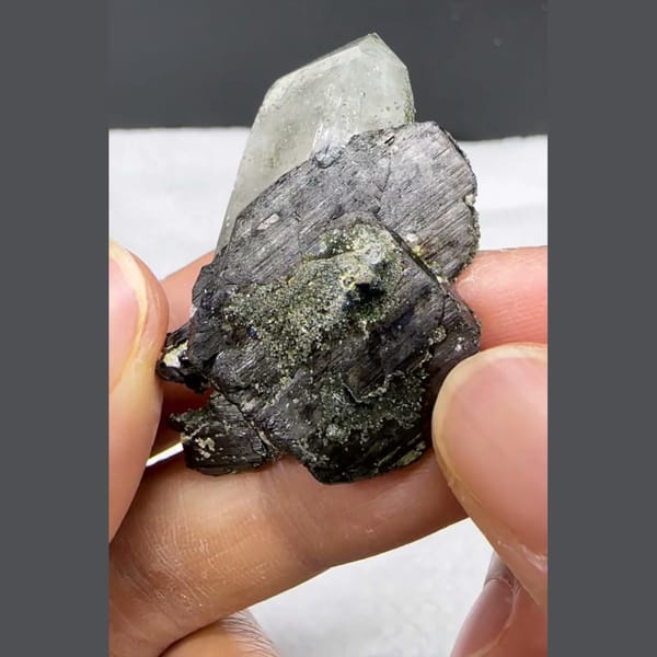 Chlorite Quartz with Wolframite Yaogangxian 4.2 cm — alternate view