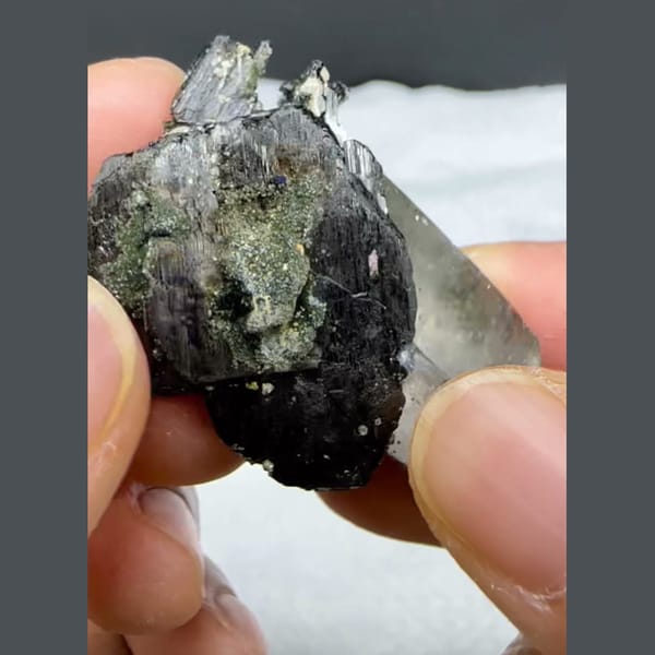 Chlorite Quartz with Wolframite Yaogangxian 4.2 cm — detail view