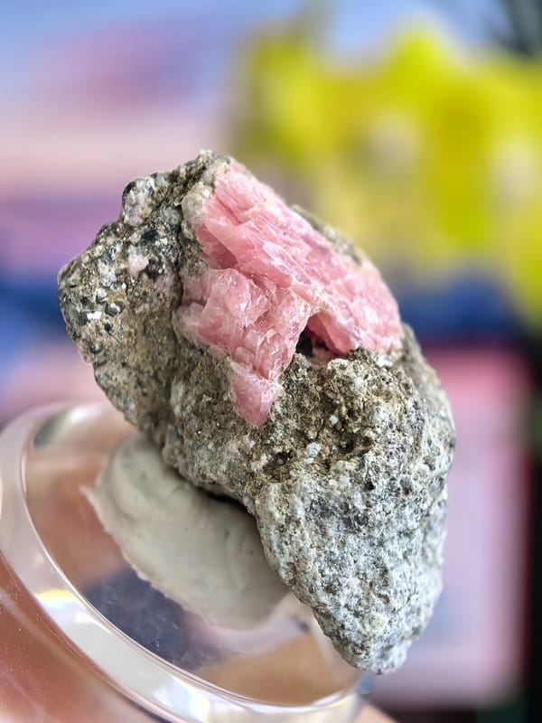 Pink Rhodochrosite with Sparkling Pyrite — Wuzhou — individual mineral specimen view 2