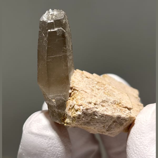 Smoky quartz with feldspar from Fujian — complete view
