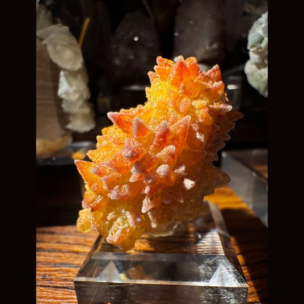 Orange Calcite Cluster Yunnan 4.0 cm — detail view