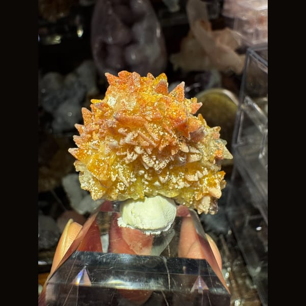 Orange Calcite Cluster Yunnan 4.0 cm — detail view
