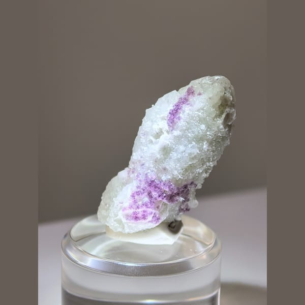 Purple Fluorite on Candle Quartz with Calcite — Inner Mongolia - complete view