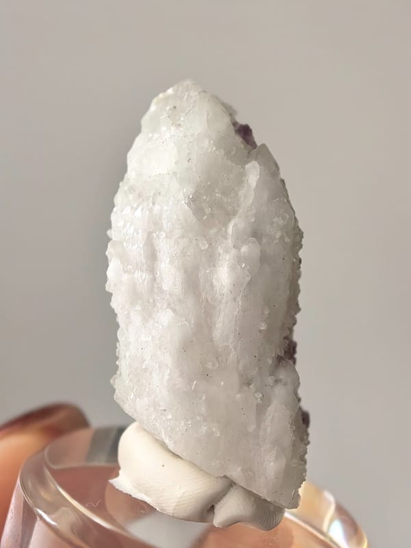 Purple Fluorite on Candle Quartz with Calcite — Inner Mongolia — mineral specimen view 3