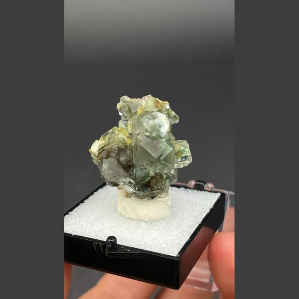 Fluorite with yellow mica from Namibia — detail view