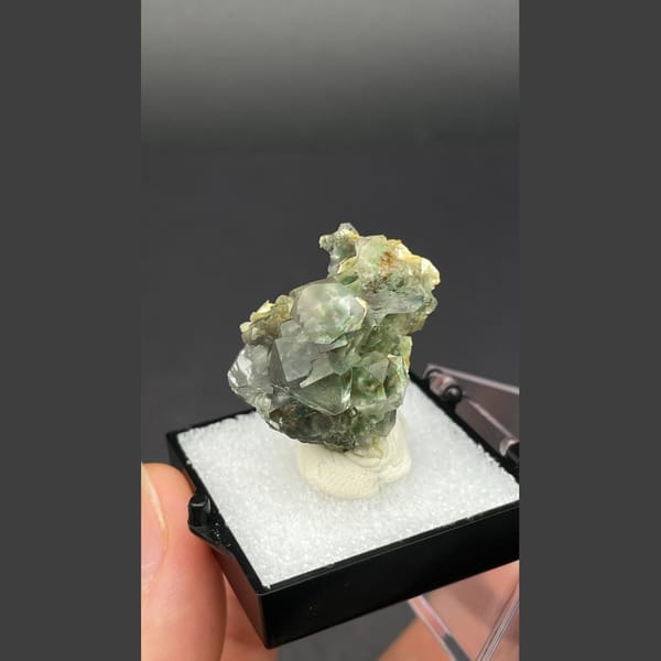 Fluorite with yellow mica from Namibia — detail view