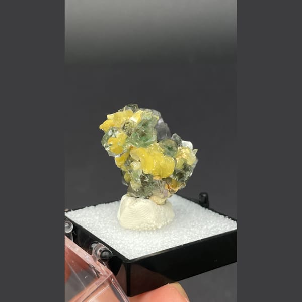 Fluorite with yellow mica from Namibia — detail view
