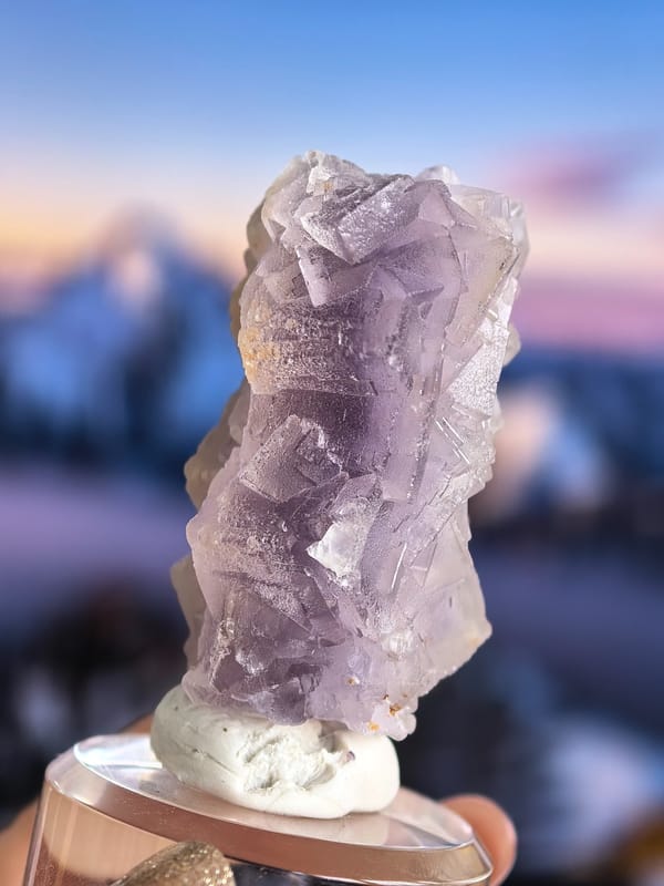 Twin Column Purple Fluorite — Yunnan — individual mineral specimen view 1