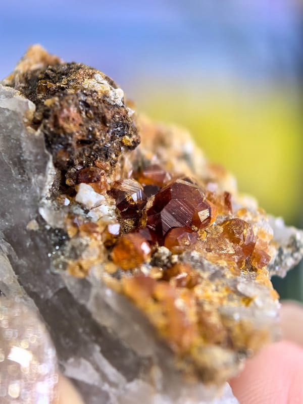 Orange Garnet on Quartz Matrix — Fujian — individual mineral specimen view 1