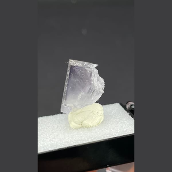 Clear glassy fluorite crystal with inner flower patterns from Zhejiang — detail view
