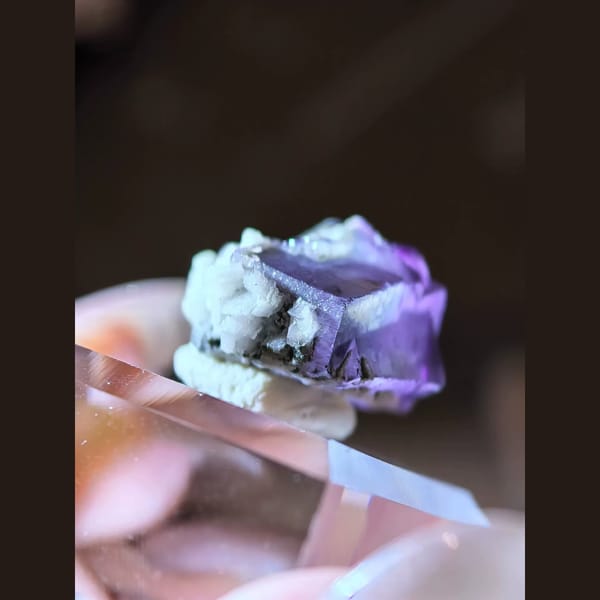 Transparent Fluorite with Chlorite and Dolomite — Yaogangxian - detail view
