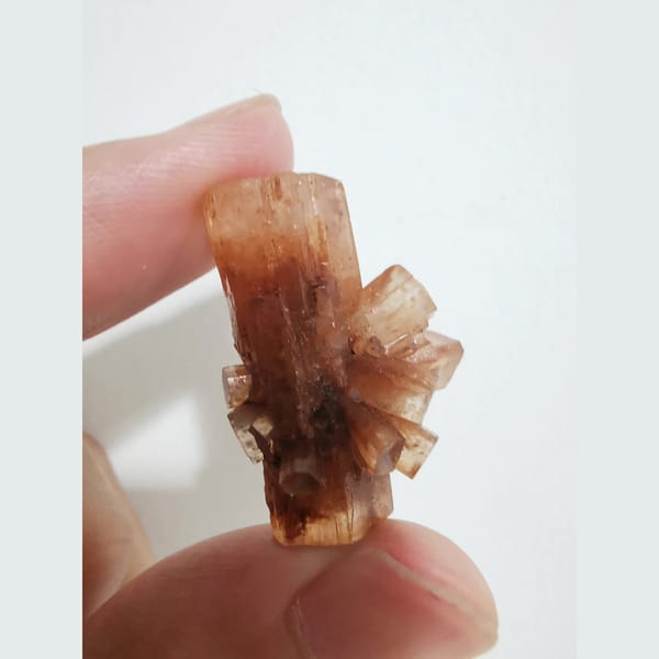 Double-terminated translucent aragonite from Morocco — alternate view