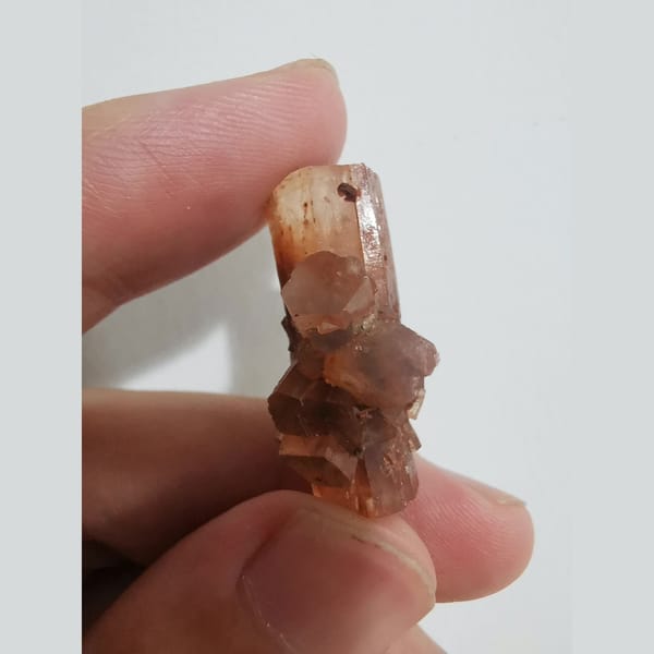 Double-terminated translucent aragonite from Morocco — alternate view