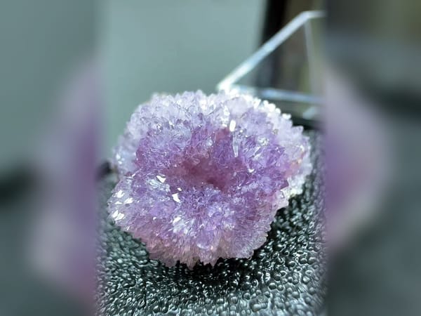 Purple Gypsum Flower Cluster, Two Tone Fluorescent Mineral Specimen — alternate view