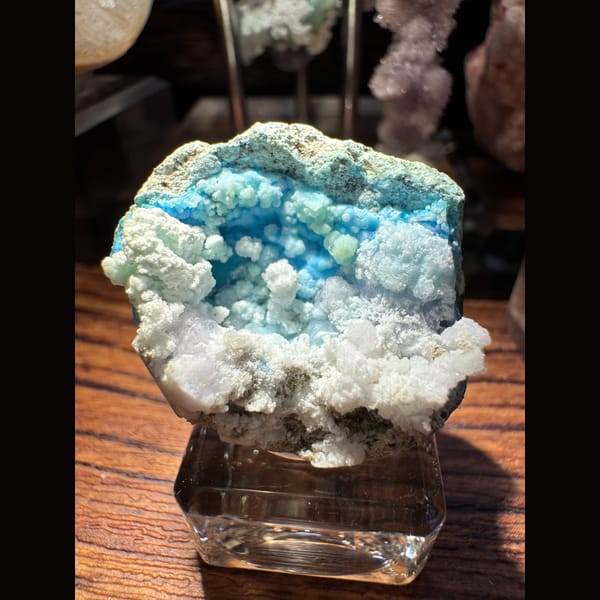 Blue and White Gibbsite with Gypsum Pocket Guizhou 2.5 cm — complete view