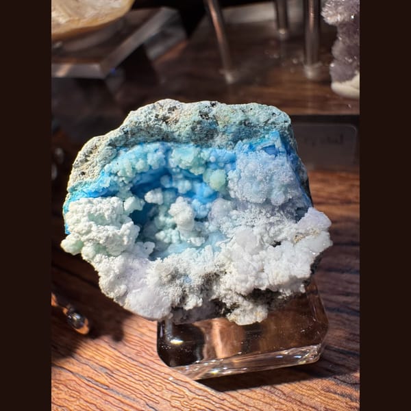 Blue and White Gibbsite with Gypsum Pocket Guizhou 2.5 cm — detail view