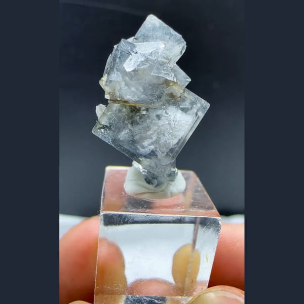 Twinned Fluorite with Bismuthinite Yaogangxian 2.0 cm — complete view
