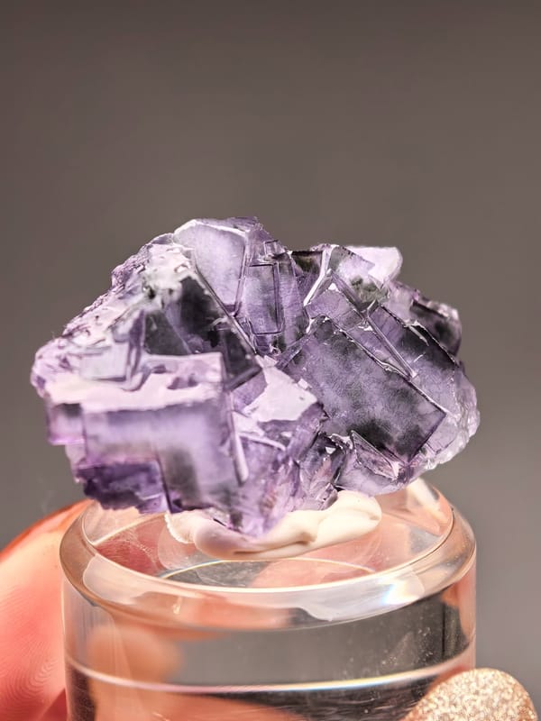 Transparent Purple Fluorite with Green Chlorite — Yaogangxian — individual mineral specimen view 2