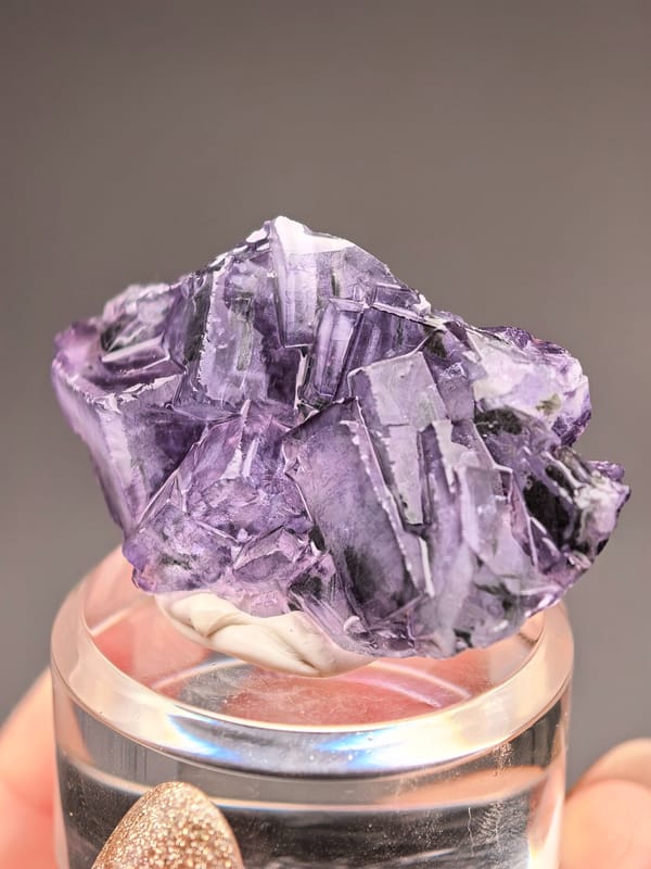 Transparent Purple Fluorite with Green Chlorite — Yaogangxian — individual mineral specimen view 3