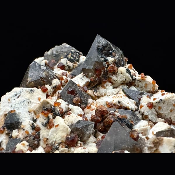 Smoky quartz, feldspar and spessartine garnet from Yunxiao, Fujian — alternate view