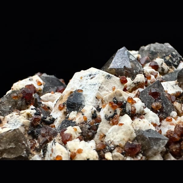 Smoky quartz, feldspar and spessartine garnet from Yunxiao, Fujian — alternate view