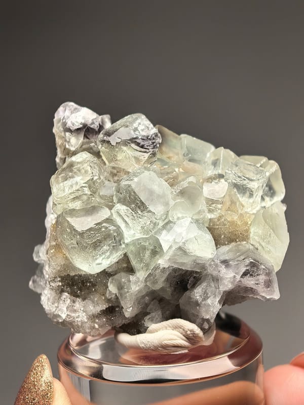 Glassy Green Fluorite on Quartz — Fujian — individual mineral specimen view 1