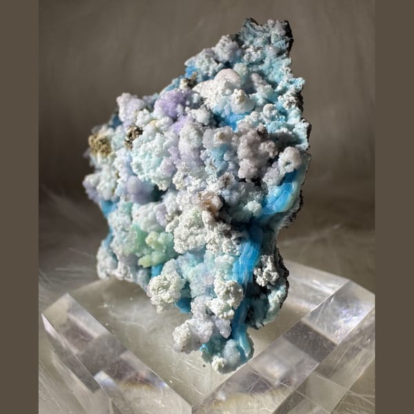 Blue-White Gibbsite with Purple and Green Inclusions Guizhou 5.0 cm — alternate view
