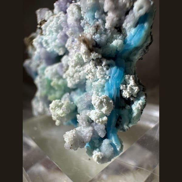 Blue-White Gibbsite with Purple and Green Inclusions Guizhou 5.0 cm — alternate view